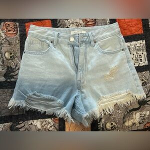 PacSun Light Wash Frayed Denim Shorts